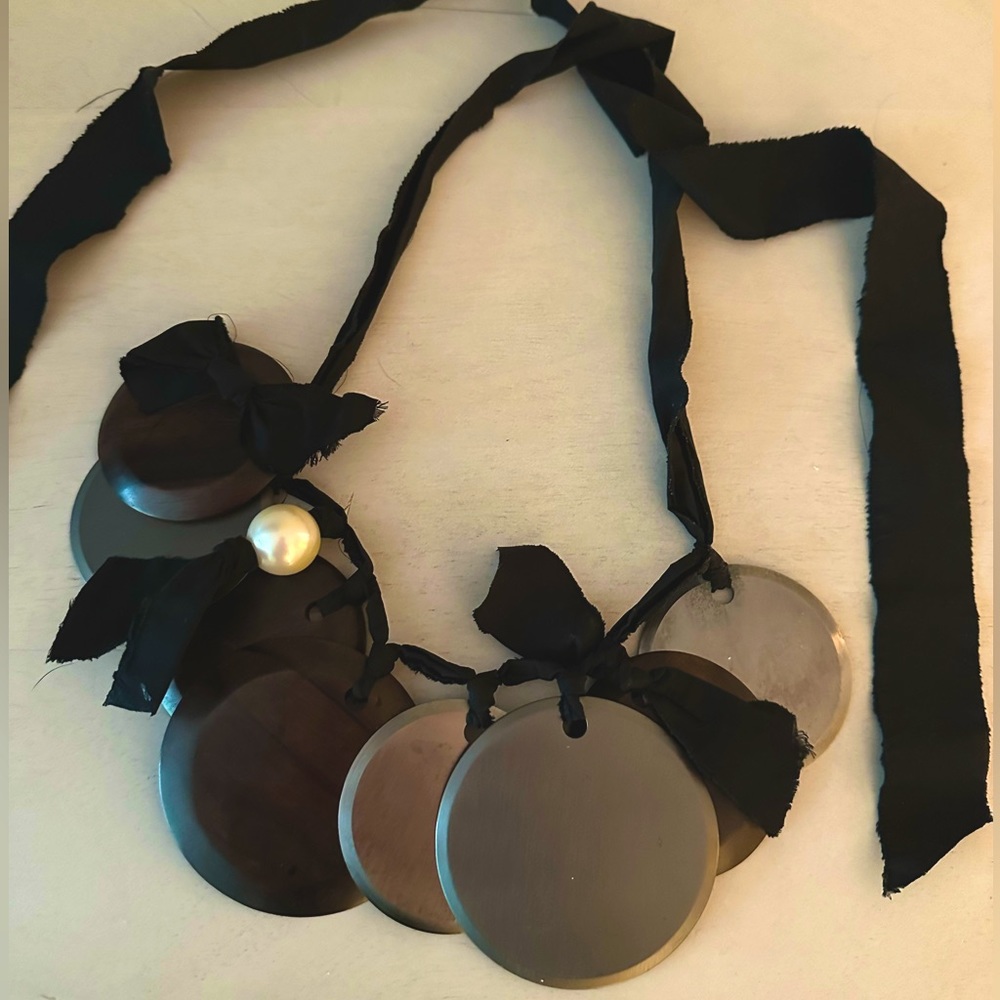 Lanvin Black Ribbon Necklace